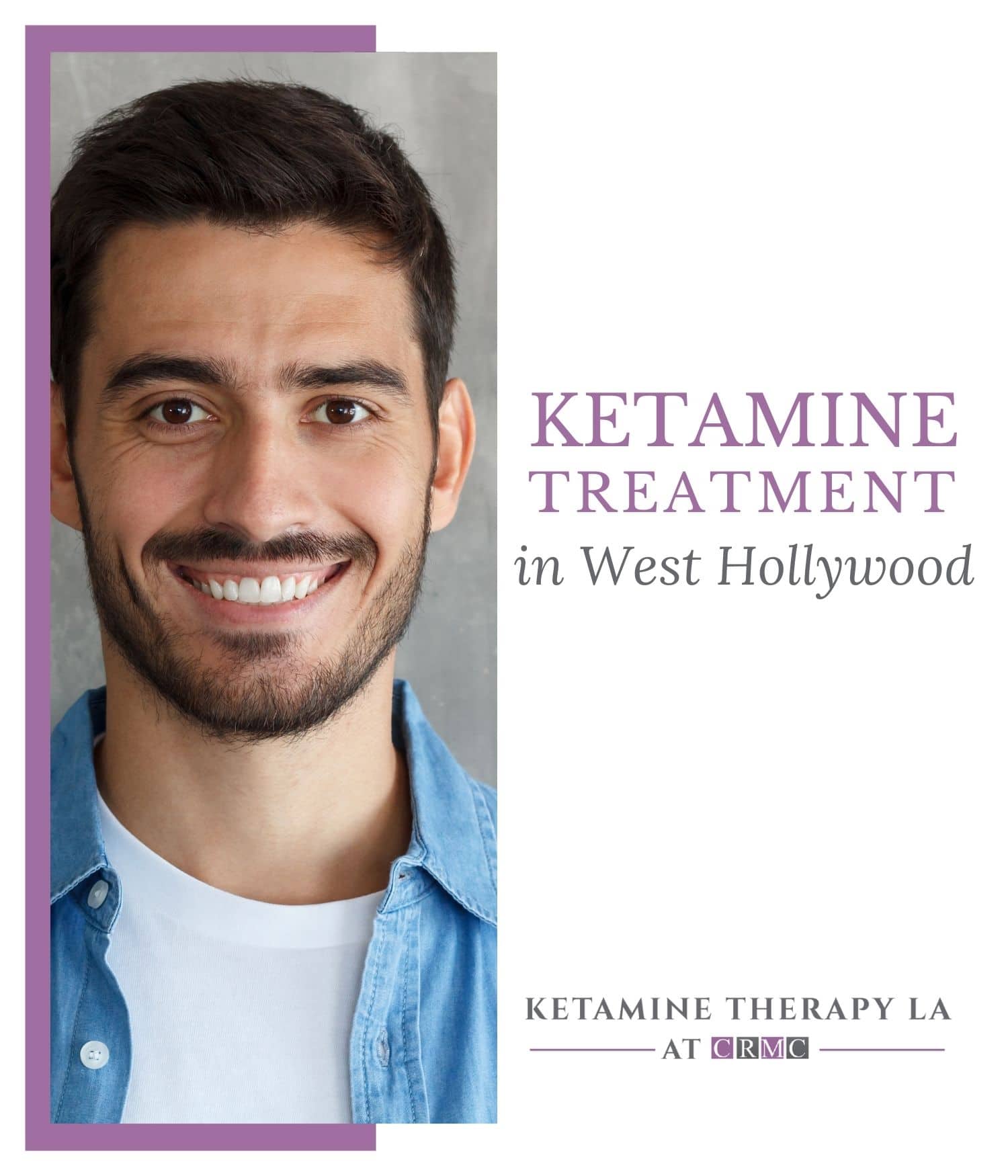 Man wearing blue collared shirt and smiling because of positive results from Ketamine Treatment.